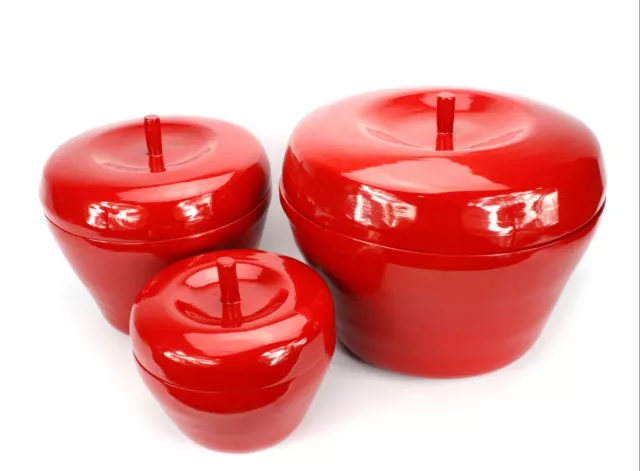 Contemporary Thai lacquerware box- Red Apple Design - 3 Sizes: 21cm, 28cm, 37cm