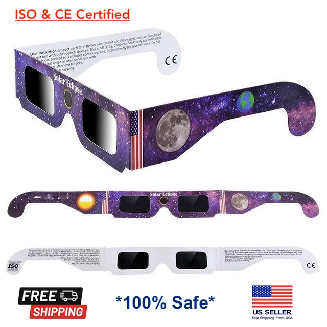 SOLAR ECLIPSE GLASSES USA Seller CE & ISO Certified (5 Pack) Same