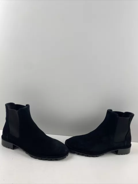 Stuart Weitzman LAINE Black Suede Round Toe Pull On Ankle Boots Women’s Size 8