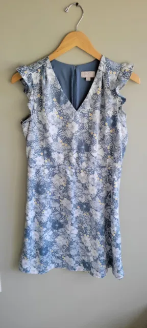 Loft Outlet Women's Sleeveless Fit & Flare Gray Floral Dress Size Medium P