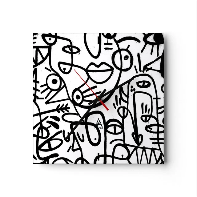 Orologio da Parete in Vetro Grafico figure geometriche cerchio 40x40cm Piccolo Moderno Orologio