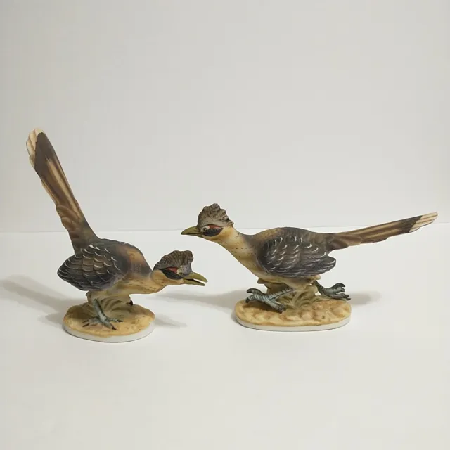 Vintage Lefton Road Runner Bird Figurines KW 3209 Hand Painted Japan EUC