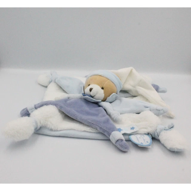 Doudou et compagnie plat ours bleu blanc fourrure Petit Chou - 22174