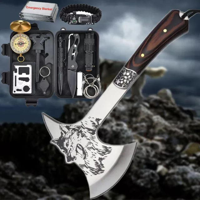 Outdoor Camping Axe Survival Kit Tactical Hunting Hatchet Emergency Gear EDC Set