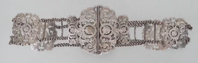 Rare Victorian solid silver belt by James Dixon c.1898