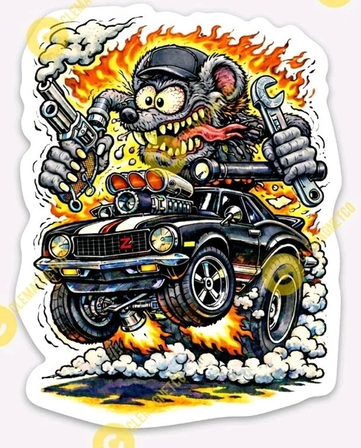 Ratfink Style Muscle Car Sticker - American Made - Cuda Fans Rat Fink