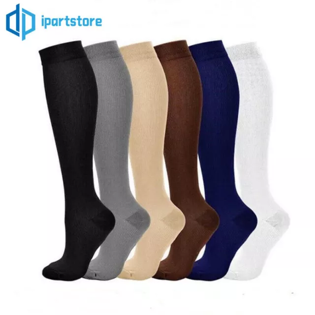 6 Pairs S-XXL Compression Knee High Socks Stockings Spport Relief Womens Mens US