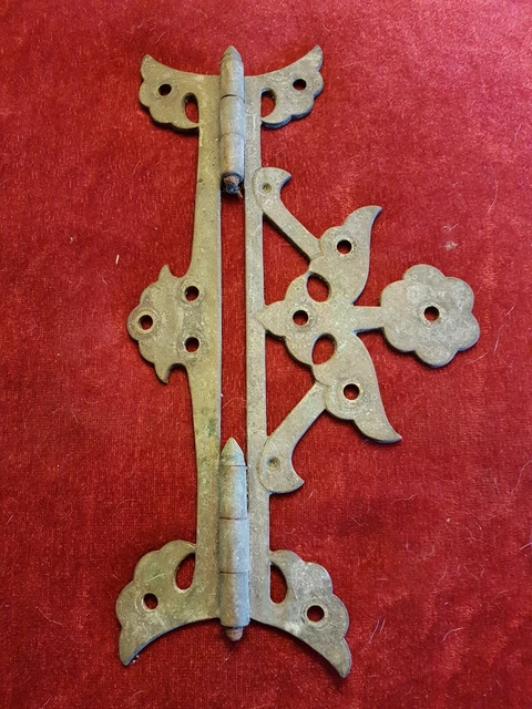 Ornate brass antique hinge c1880 nice quality