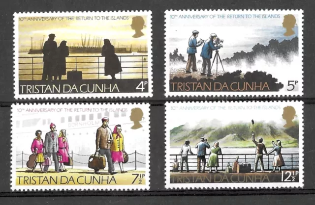 Tristan da Cunha 1973 10th Anniversary ' Return to Island' x 4 Values