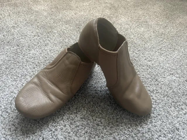 Linodes Leather Jazz Dance Shoe Slip On Size 2 Little Kid Tan Brown