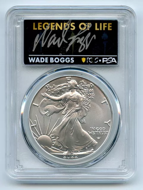 2022 $1 American Silver Eagle 1oz PCGS MS70 FS Legends of Life Wade Boggs