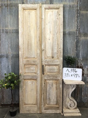Antique French Double Doors (39.5x97.5) Raised Panel Doors, European Doors A396
