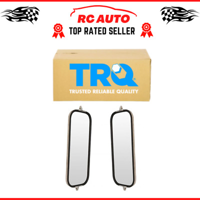 TRQ West Coast Mirror Ribbed Back 16x7 Stainless Steel Pair for Heavy Duty Truck
