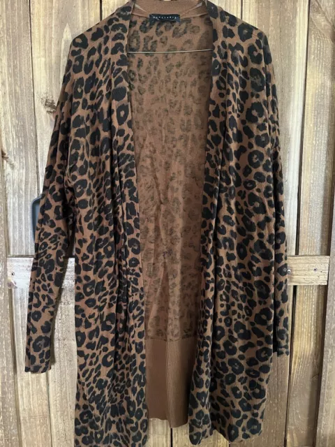 Sanctuary Cardigan Women’s M Medium Leopard Long Open Front Sweater Spring