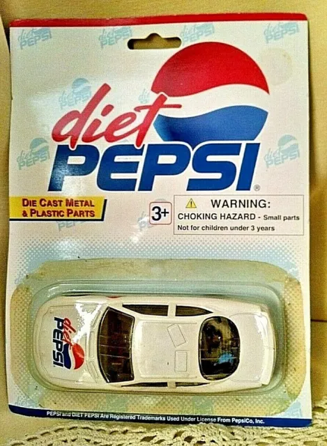 Diet Pepsi Stock Car Die Cast Plastic Nos Golden Wheel Special Edition White.