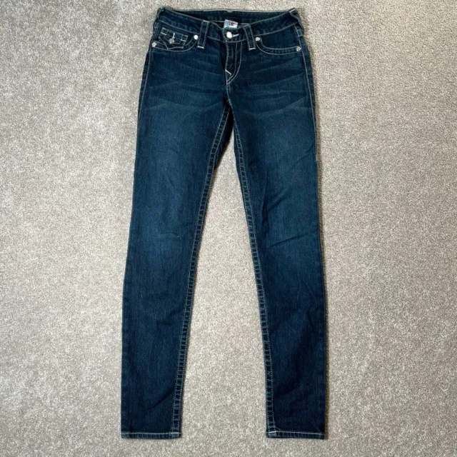 Y2K True Religion Jeans Low Rise Skinny Medium Wash Flap Pocket Size 25