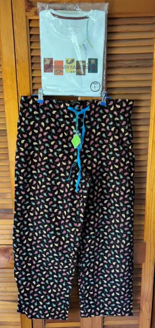 NWT Vera Bradley Multi-color Paisley Pajama Bottoms Pants Top Shirt set Sz Large