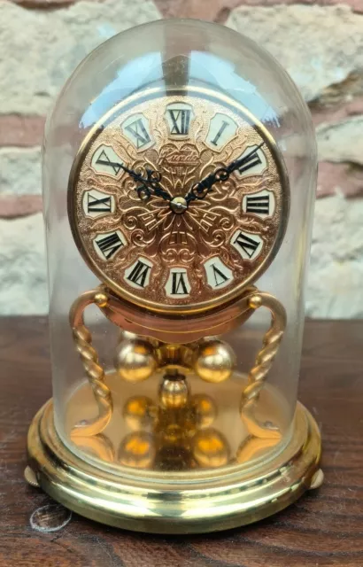 Exquisite Vintage Kundo Torsion Clock German Anniversary Brass Mantel Clock 1970