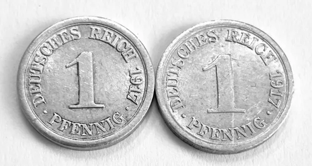 1 Pfennig 1917D & ohne Mzz.  !