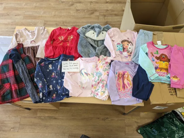 Girls Age 3-4 Years Clothes Bundle Winter Pyjamas Christmas Dress Tu Nutmeg Tops