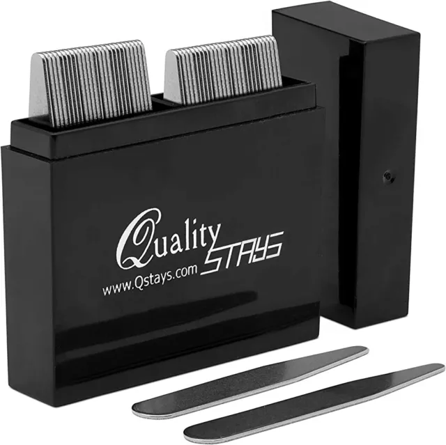 50 Metal Collar Stays in a Divided Box, Size 24 - 2.2", & 26 - 2.5"
