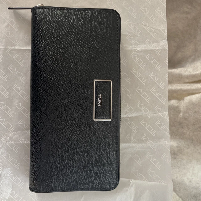 Tumi Women Seurat Double Zip Continental Leather Wallet Black
