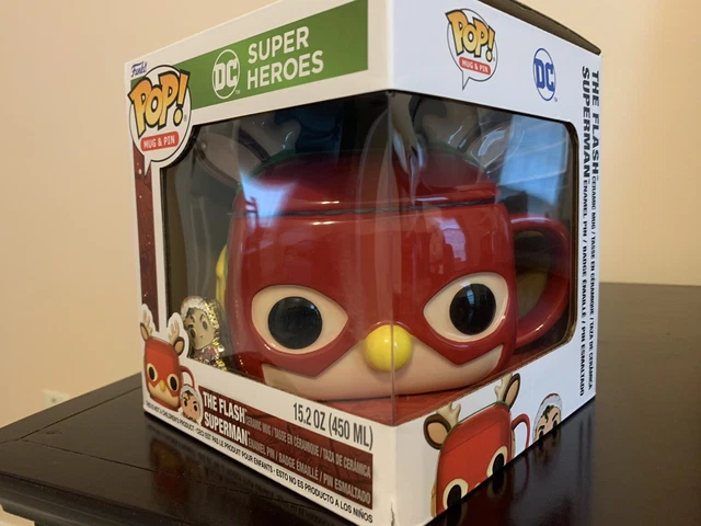 New Funko Pop Mug & Pen DC Heroes Flash & Superman Christmas Set