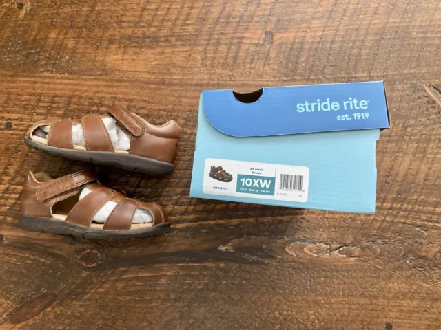 Stride Rite Archie Leather Fisherman Sandal Memory Foam Little Kid Boy Size 10XW