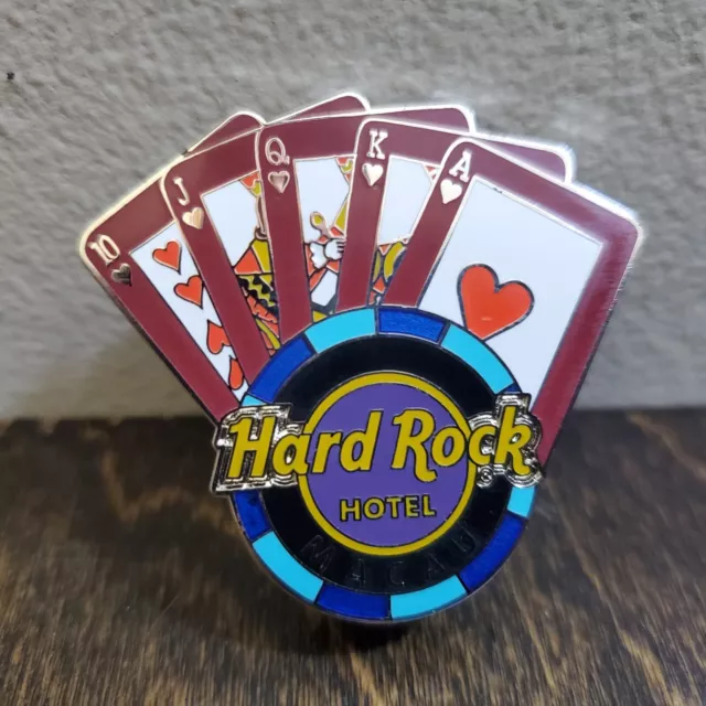 Hard Rock Hotel Pin Macau Royal Flush Logo Poker Chip Playing Cards HRC RARE New