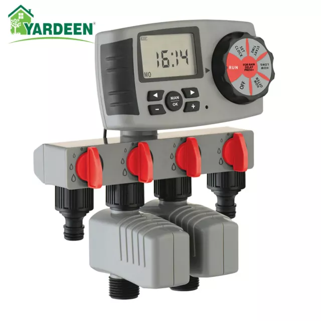 Automatic 4-Zone LCD Watering Timer Irrigation System With 2 Solenoid Valves