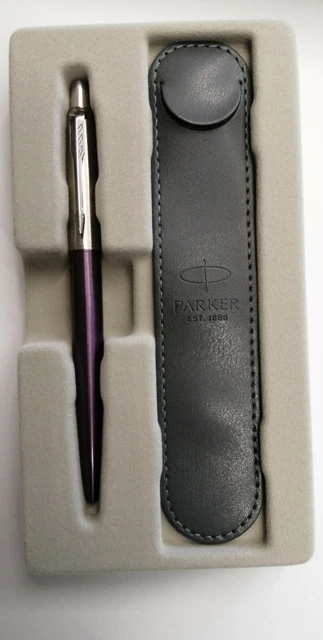 set parker jotter * penna regalo fusto viola + pen pouch *** nuovo con etichette