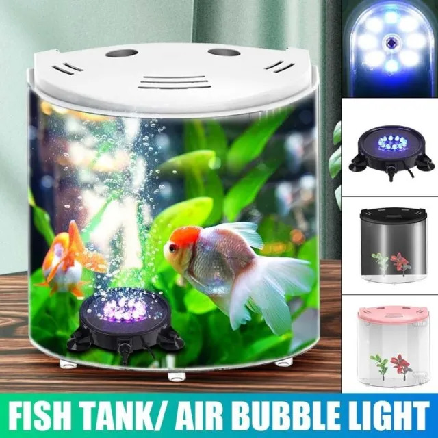 5L Mini Desktop Black Aquarium Fish Tank W/LED Light Durable Home USB Connection