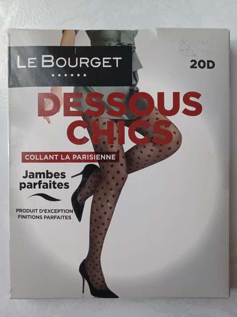 Collants Le Bourget – Noir – Taille 3 – 20D – Talon Fantaisie – Neufs Avec étiquettes