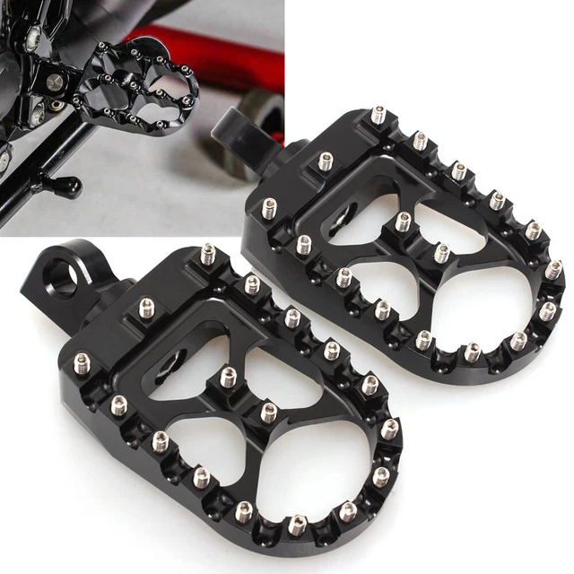 Wide Fat MX Style Foot Pegs Rests For Harley Bobber Dyna Sportster XL 883 1200