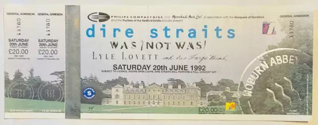 Dire Straits Original Unused Concert Ticket Woburn Abbey 20th June 1992