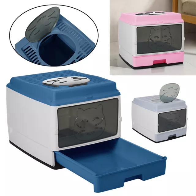 XL Large Hooded Cat Litter Box Cat Pan Drawer Self Cleaning Cat Potty Tray