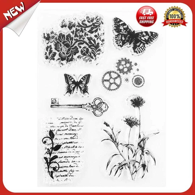 es Butterfly Flower Transparent Clear Stamp for DIY Scrapbooking Album Card Maki
