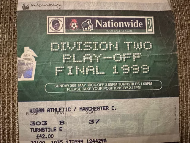 Manchester City Division biglietto finale due spareggi 1999