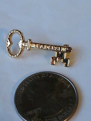 Leadership Key Lapel Hat Jacket Pin Back Gold Color Metal Skeleton Key Shape 3
