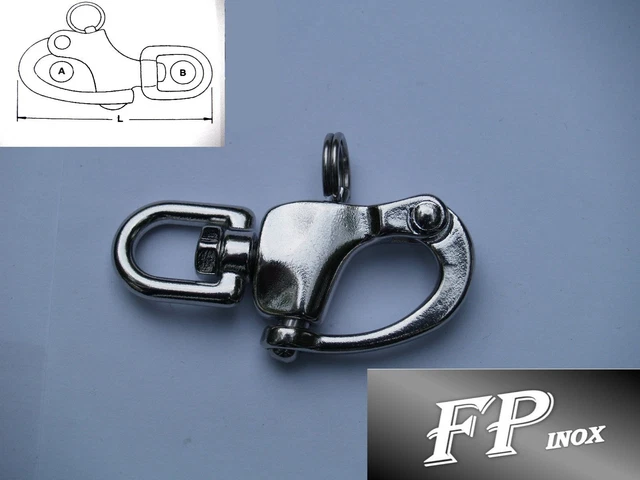 Mousqueton Drisse 92mm En Inox 316 Avec Manille Pivotante - Marque FP INOX - Neuf Et Robuste