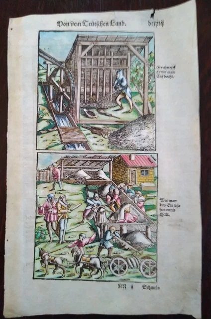 Sebastian Munster. Xilografia Miniata  Su Carta ... Anno 1567
