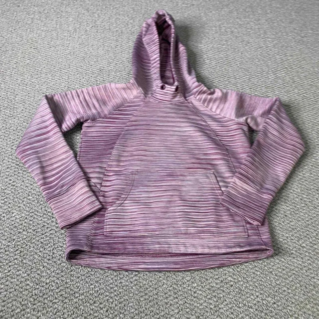 Athleta Girls Hoodie Sweatshirt Size XS/6 Purple Striped Long Sleeves Pullover