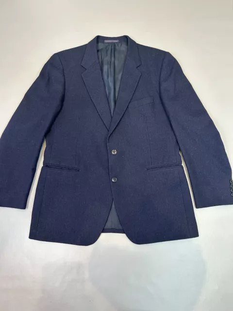 St Micheal Blazer Blue 40 Short Pure New Wool M&S Vintage Jacket Made In UK