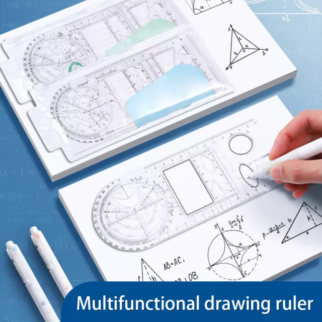 Multifunctional Geometric Ruler Drawing Template Draft Ruler Measuring Tool