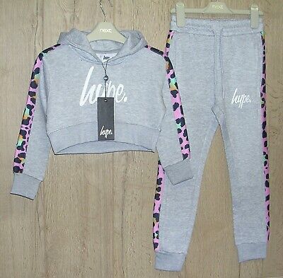 HYPE bnwt Girls Grey Pink Jersey Jogging Suit Set Outfit Age 5-6 116cm NEW