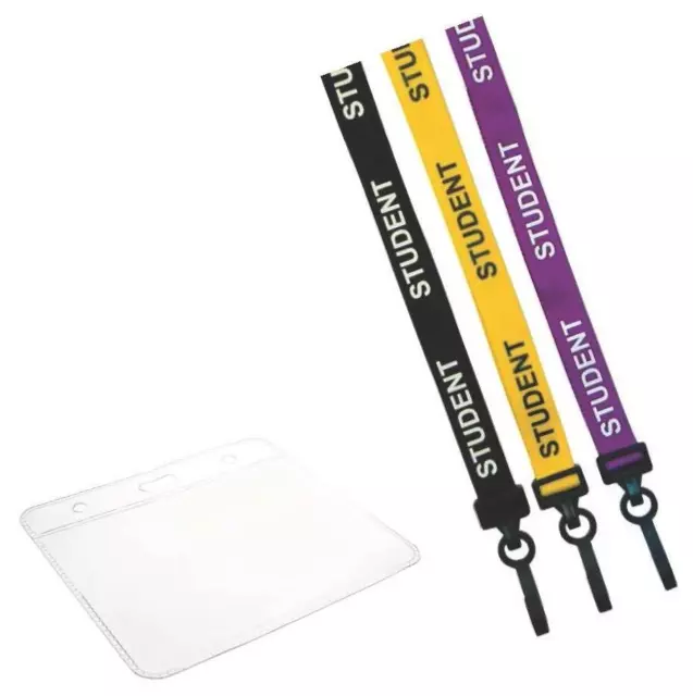 Student Lanyards Neck Strap & Flexible PVC Wallet ID Holder CHOOSE WALLET SIZE