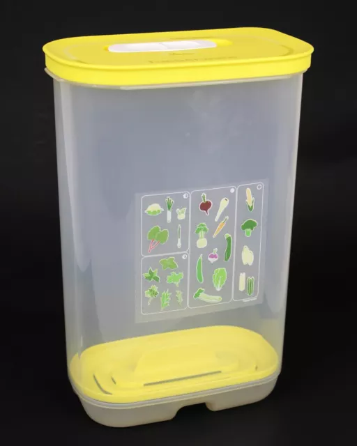 Tupperware FridgeSmart Vertical Container w/ Insert 3.2 Liter Vent Tab Yellow