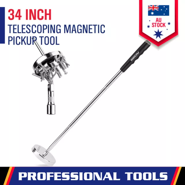 34 inch Telescoping Magnetic Sweeper Pickup Tool Telescopic Hold 22-86cm 35Lbs