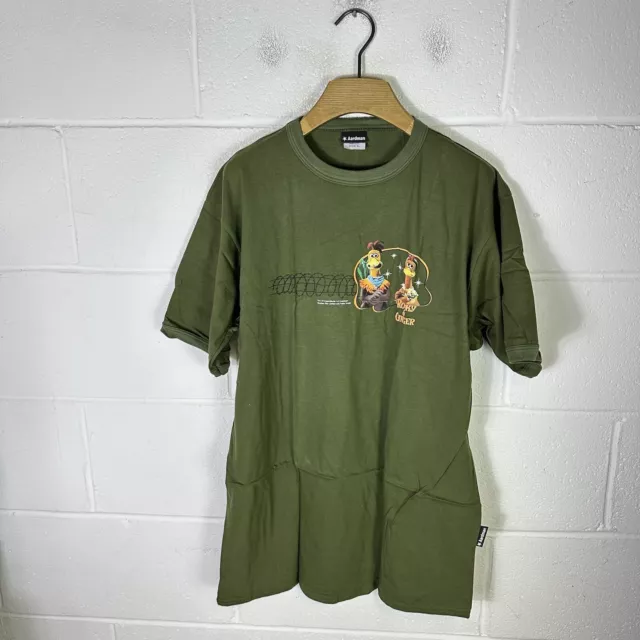 Vintage Chicken Run Shirt Mens Extra Large Green Rocky & Ginger Aardman 90s