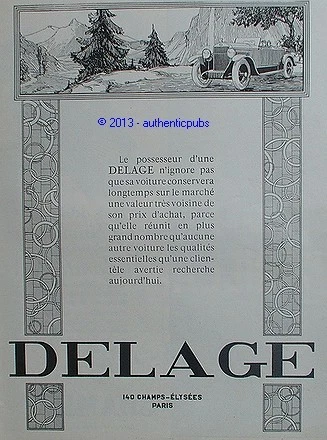 1926 Art Deco Car Delage Car Advertisement French Ad Car Advertisement